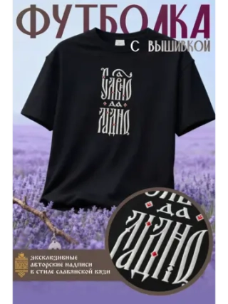 Футболка с вышивкой черная Славно да Ладно