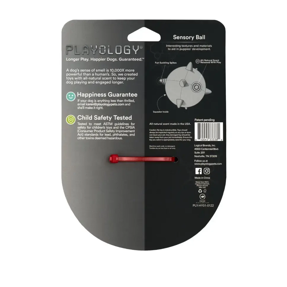 Playology puppy sensory ball сенсорный плюшевый мяч для щенков с ароматом говядины, 11 см, красный