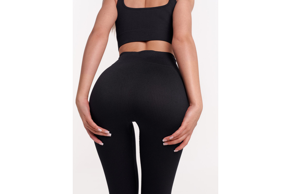 Леггинсы Urbanfit в рубчик, размер XL, черный