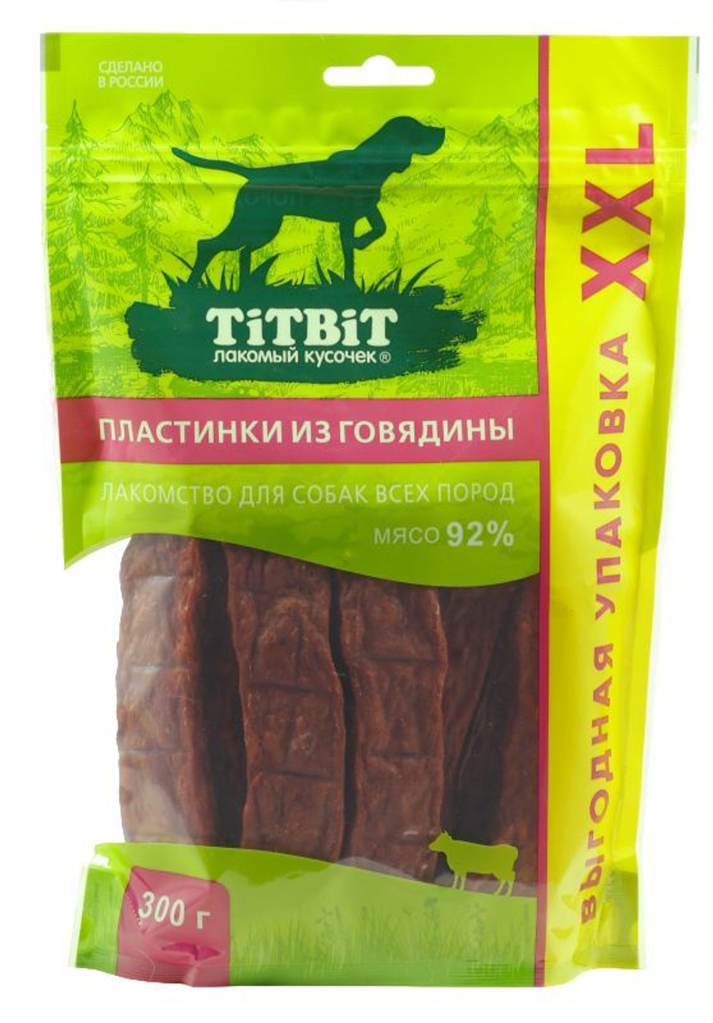 Лакомство TiTBiT для собак Пластинки из Говядины, выгодная упаковка XXL 300 г