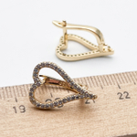 Ювелирные швензы Сердце с позолотой, фианиты, размер 18*13 мм, цена за пару