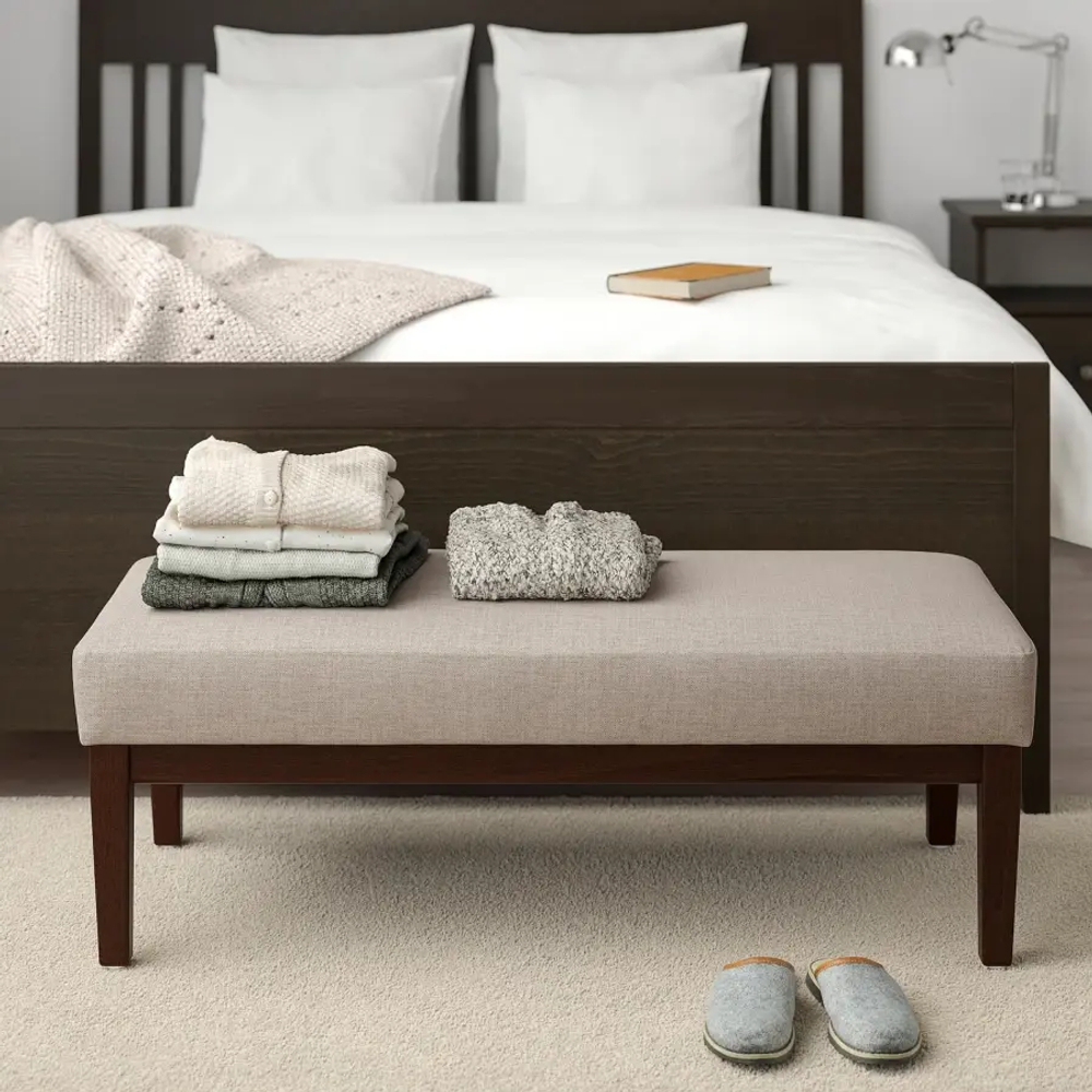 Скамья - IKEA EKENÄSET/EKENASET/ЭКЕНАСЕТ, 40х112 см, бежевый/коричневый,