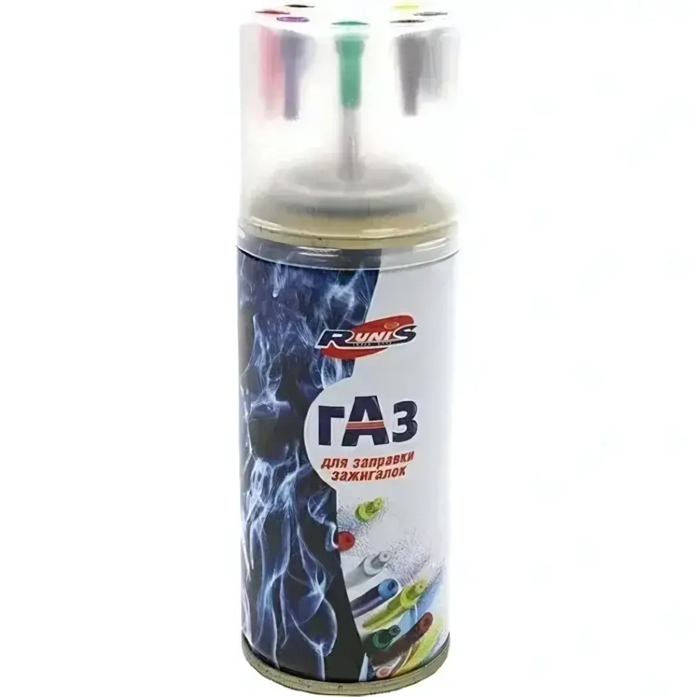 Газ для зажигалок RUNIS Premium, метал. баллон, 140 мл (с переходниками)
