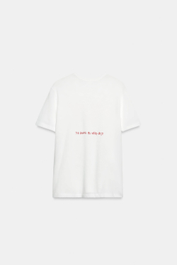 ZARA ФУТБОЛКА ФЛАМЕ С НАДПИСЬЮ, БЕЛЫЙ