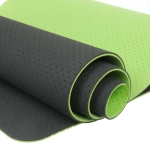 Коврик для йоги 6 мм 183х61 см «Sports time» перфорированный (ТРЕ), салатовый/серый