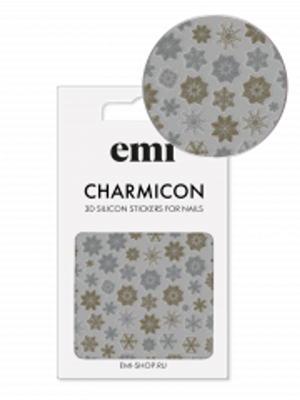 Charmicon 3D Silicone Stickers №151 Снежинки золото/серебро