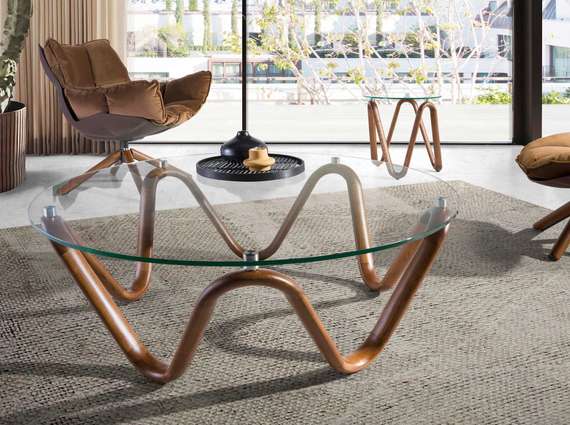Журнальный столик 2124/CT20048 из стекла и ореха