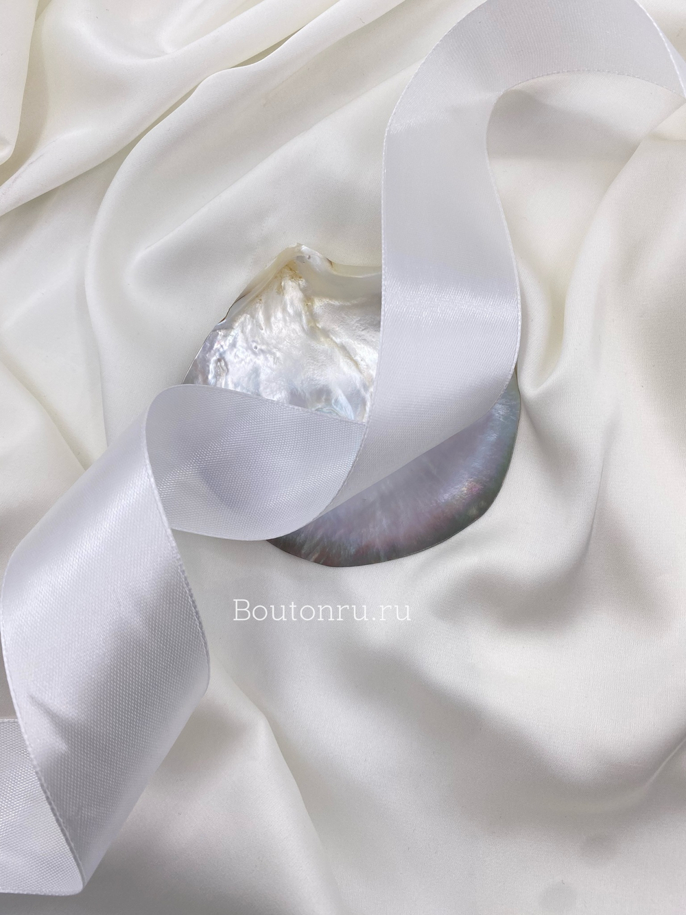 Лента атласная белая 4 см