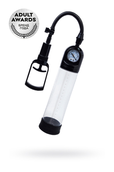 Помпа для пениса с монометром A-Toys by TOYFA Ebon, силикон, прозрачный, 20 см