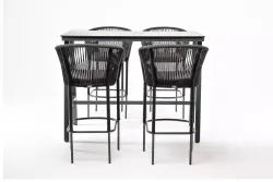 "Рио" барный комплект на 4 персоны, стол HPL "серый гранит", цвет темно-серый