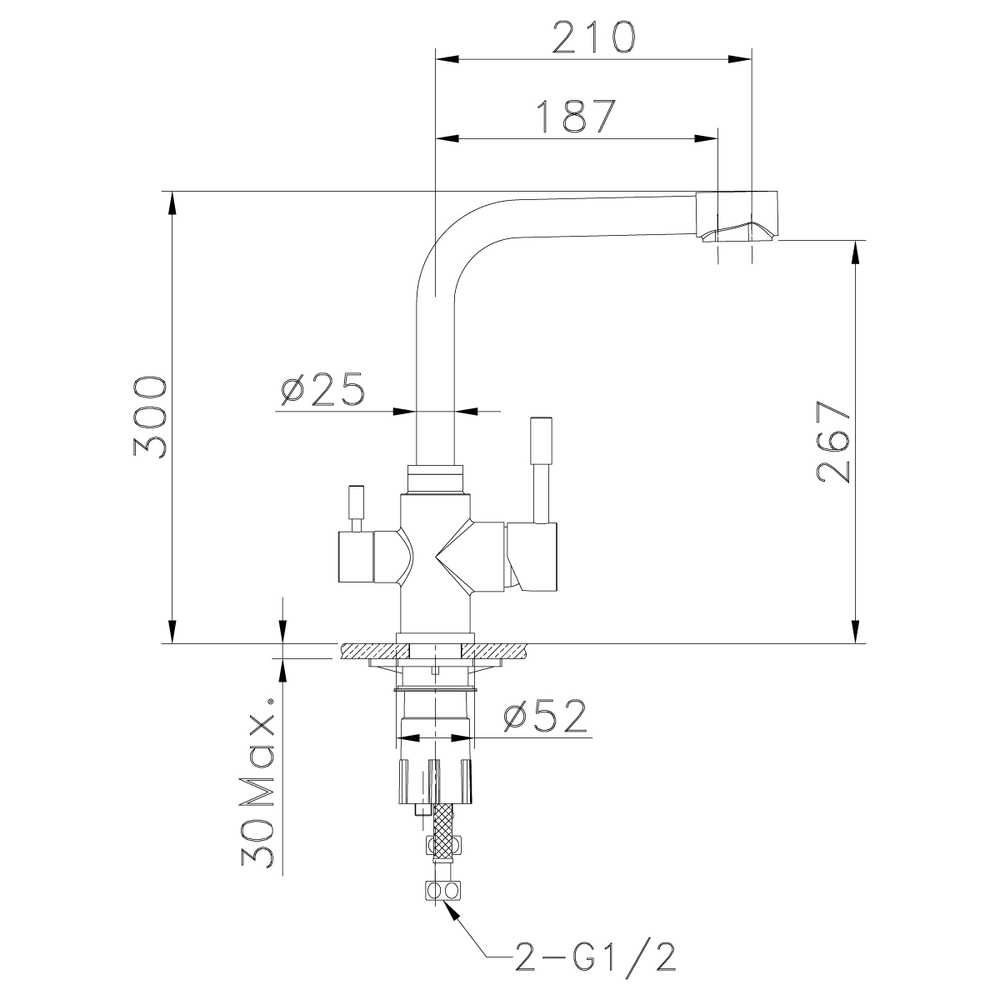 LM5061S Эксперт Смеситель для кухни с подключением к фильтру питьевой воды, сталь (к/к 10)