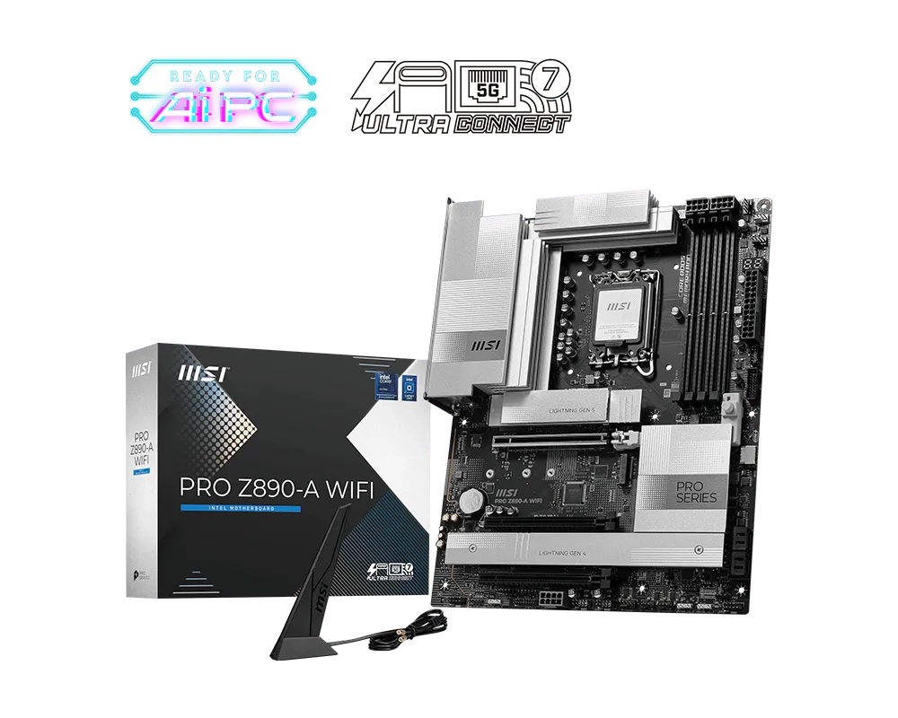 Материнская плата MSI PRO Z890-A WIFI LGA1851 4xDDR5 4xSATA3 RAID 4M.2 1xHDMI 2xType-C DP ATX