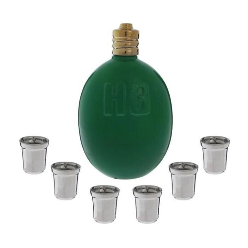 Винно-коньячный набор "Фляга НЗ" зеленая штоф 1,5 л и 6 рюмок 0,05 л.