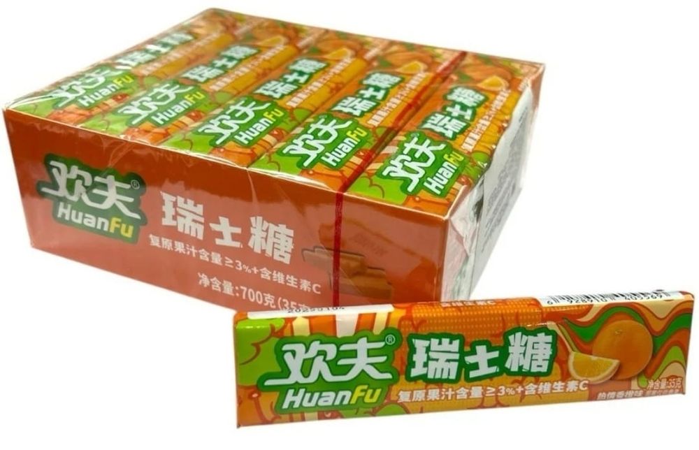 Жевательная конфета HuanFu со вкусом апельсин 35г