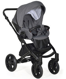 Детская коляска Indigo Mio 2 в 1 Mi 07 черная кожа+черный узор