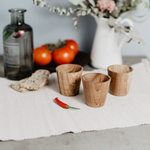 Набор деревянных текстурированных рюмок (стопок) из древесины вяз (карагач). 3 шт. R14