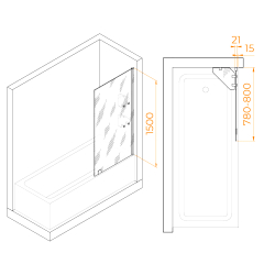 Шторка на ванну с полкой RGW SC-53