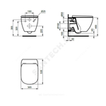Унитаз подвесной горизонтальный выпуск без сиденья черный TESI AquaBlade Ideal Standard T0079V3