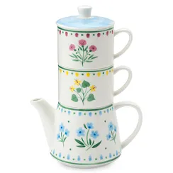 Набор из чайника и двух чашек "Летний час"