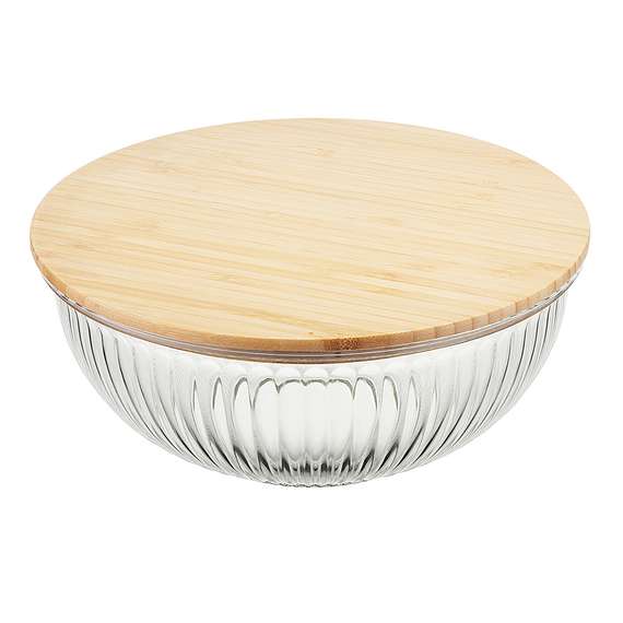 Чаша стеклянная с бамбуковой крышкой harmy, 2 л