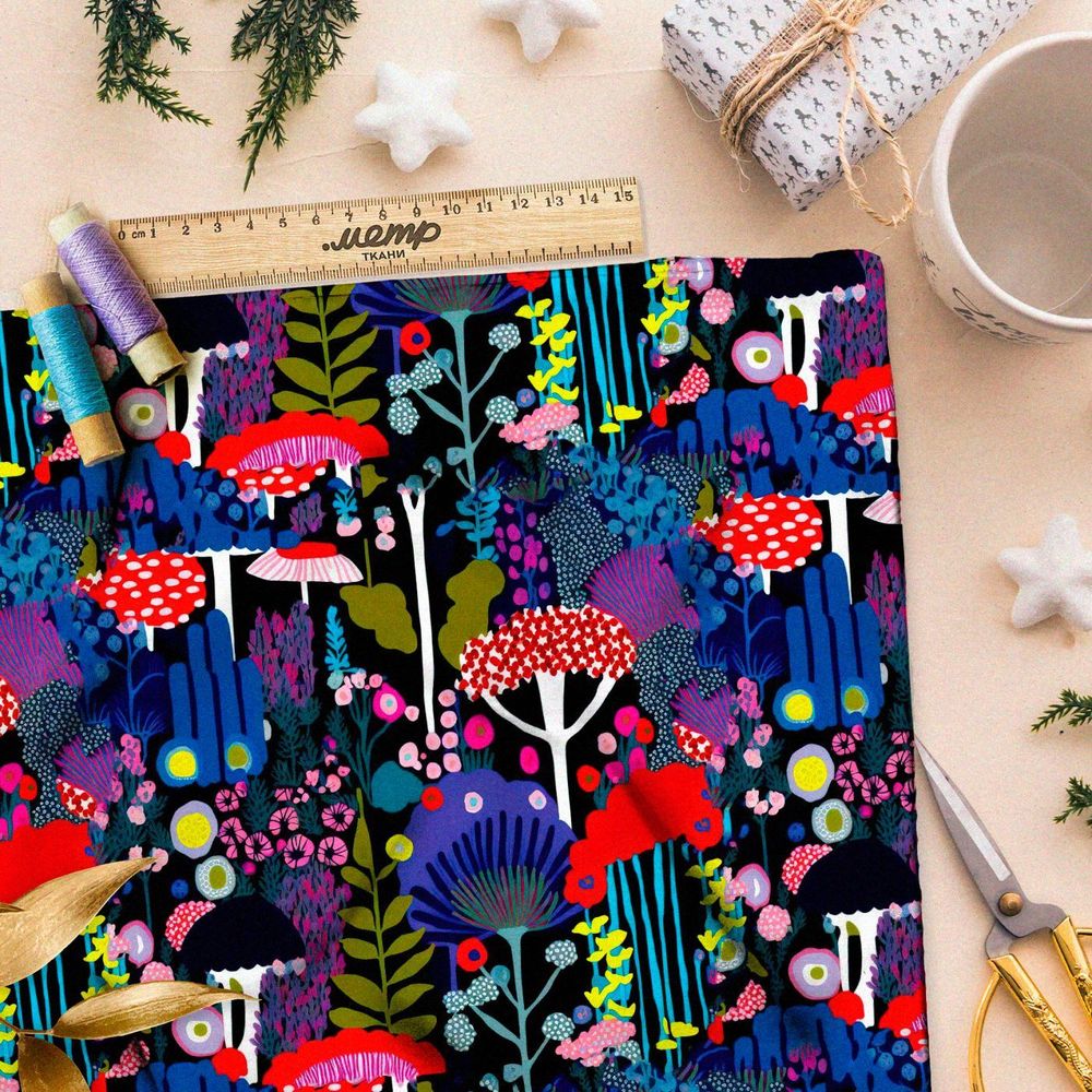 Ткань премиум бифлекс неоновый лес