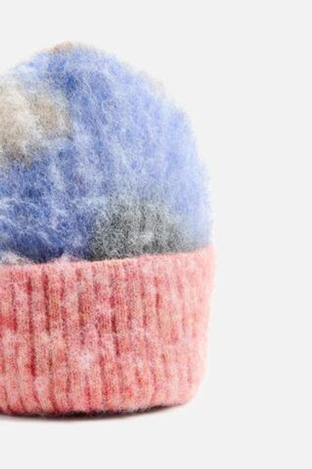 ZARA ШАПКА ИЗ ТРИКОТАЖА С РЕЛЬЕФНЫМ УЗОРОМ, РАЗНОЦВЕТНЫЙ