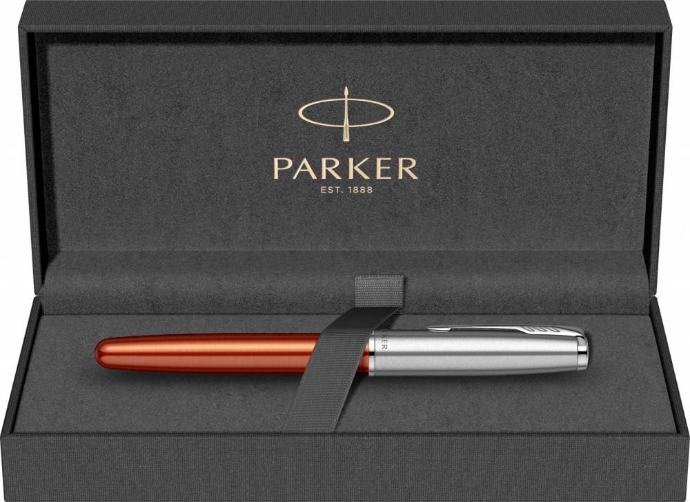 Перьевая ручка Parker Sonnet Essentials Orange SB Steel CT 2169228, перо: F, цвет чернил black, в подарочной упаковке.