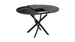 Стол кухонный обеденный круглый раздвижной Черный муар/Стекло глянцевое белое 100(132)х75х75 см