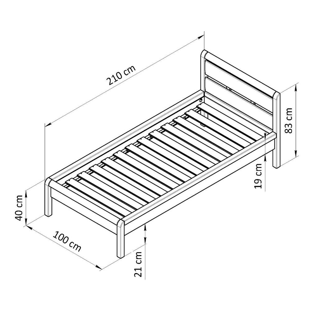 Кровать Мадейра 90х200, деревянная, из натурального дерева, массив сосны