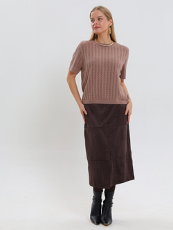 Ажурная футболка с вертикальными полосами