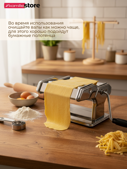 Машинка для лапши 145 мм. настольная электрическая Kamille KM 6510 из нержавеющей стали