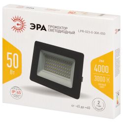 Прожектор светодиодный уличный ЭРА LPR-023-0-30K-050 50Вт 4000лм 3000K КСС Д 120° 2 года IP65 черный | Прожекторы Стандарт
