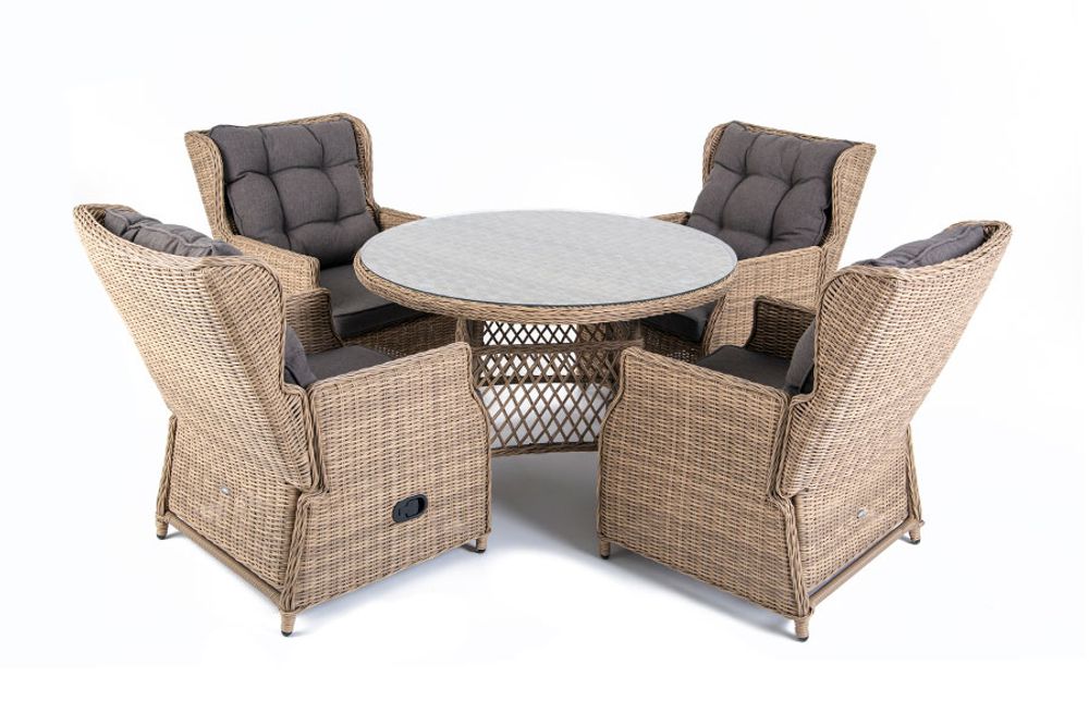 "Лацио" обеденная группа из искусственного ротанга, цвет соломенный