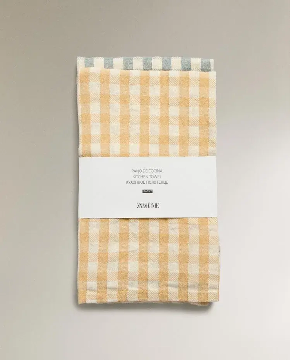 ZARA HOME ХЛОПКОВОЕ КУХОННОЕ ПОЛОТЕНЦЕ В КЛЕТКУ (НАБОР ИЗ 2 ШТ.),