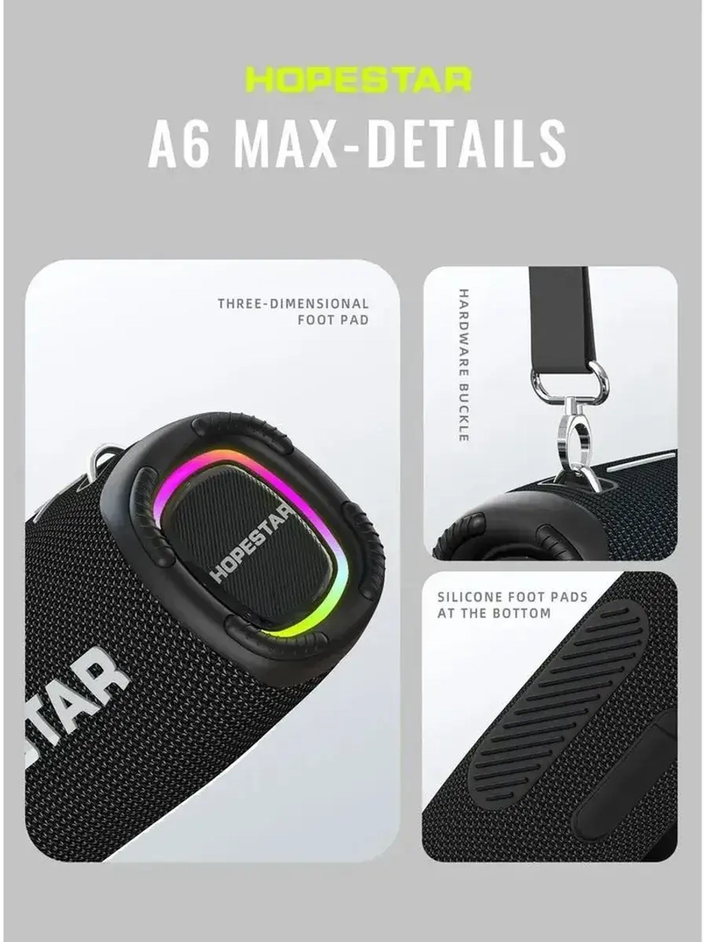 Портативная колонка A6 Max, 80Вт, черный