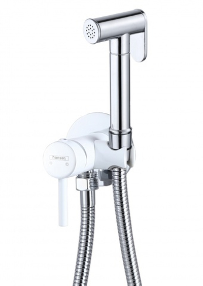 62205-F Комплект встраива. для биде (КРУГ.,ХРОМ/БЕЛЫЙ)  HANSEN (10/1шт)