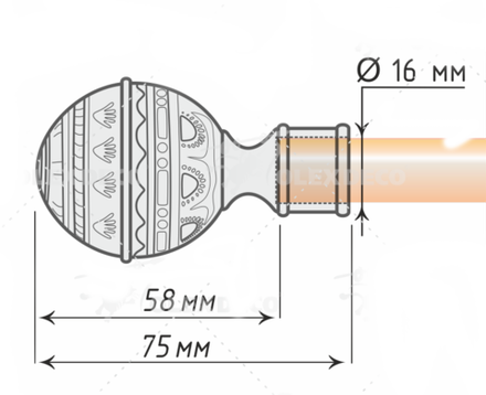 Наконечники "Фаберже" d16 мм, цвет хром матовый
