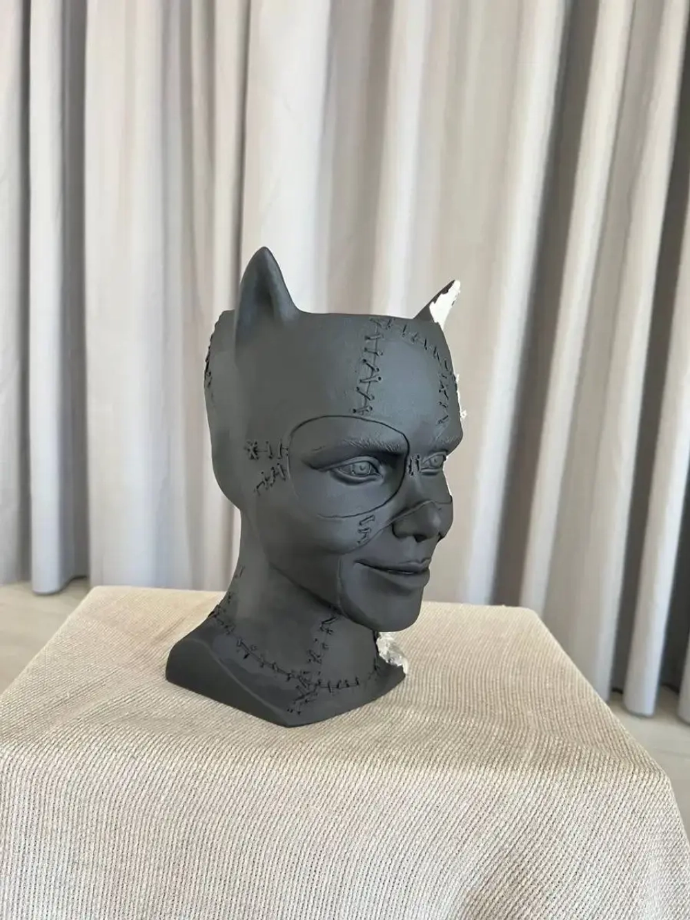 Кашпо Кошка Гипсовая голова Ваза скульптура горшок