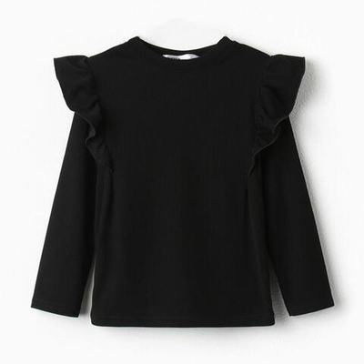 Блузка для девочек с воланами р. 32 110-116см, чёрный 9747472 (KAFTAN)
