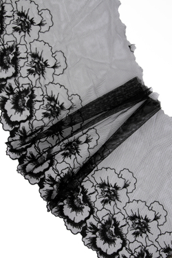 Вышивка на сетке черная ширина 27 см ОТРЕЗЫ