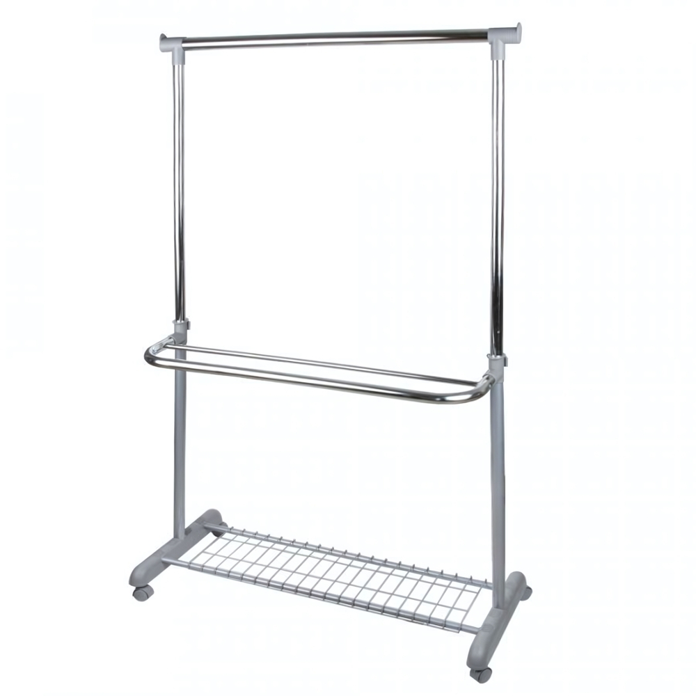 Вешалка напольная для одежды в95-168см ш106см г43см на колесиках, макс вес 24кг