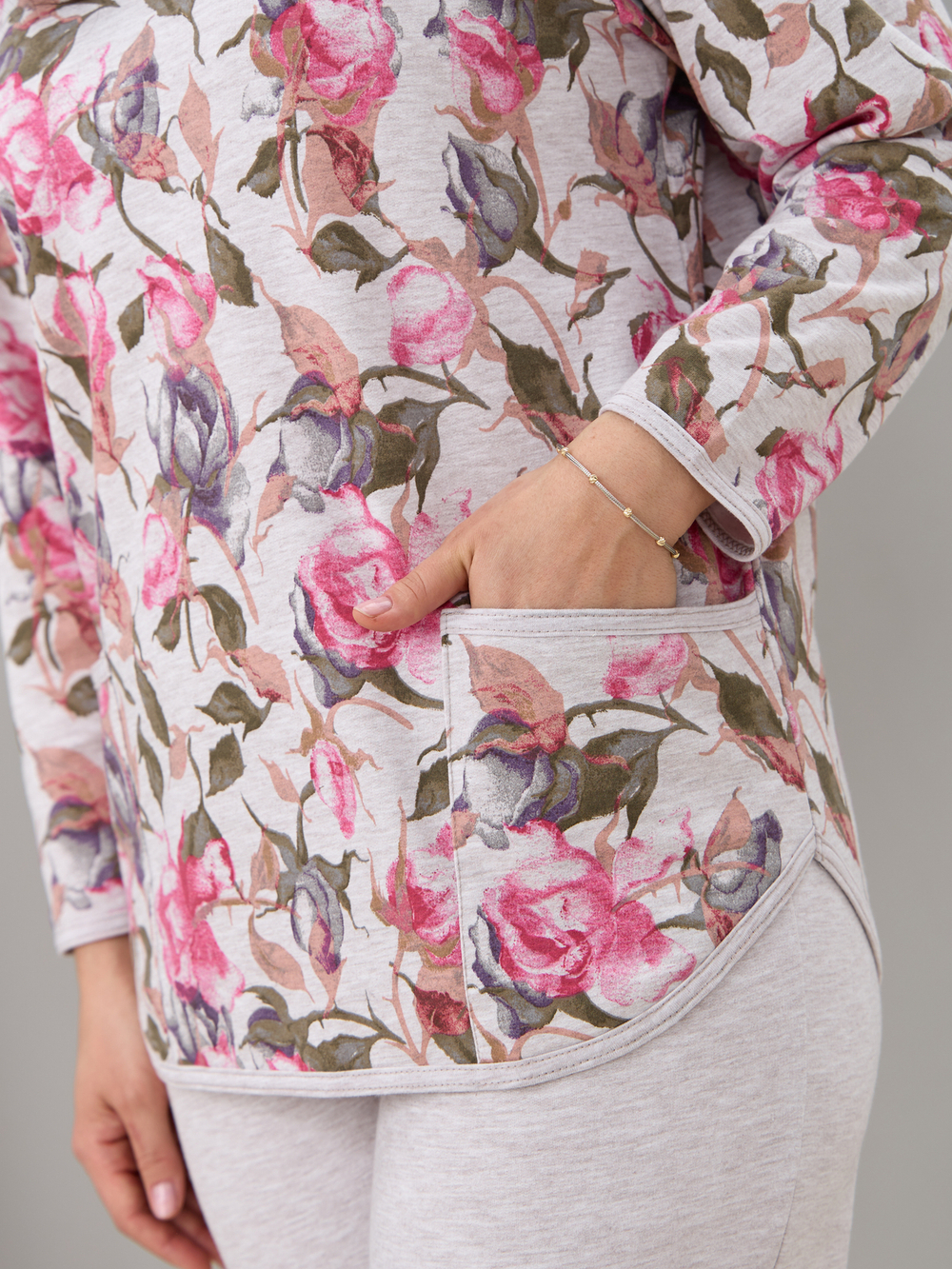 Костюм с брюками КБ-71/бежмеланж-розы