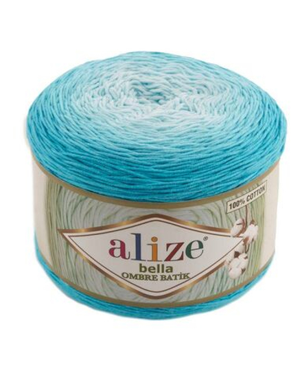 Белла омбре батик (Bella ombre batik) пряжа Alize 100%хлопок 1х250гр/900м 7409 бирюзовый