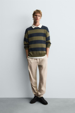 ZARA ЗАУЖЕННЫЕ БРЮКИ-ДЖОГГЕРЫ, КАМЕННО-СЕРЫЙ