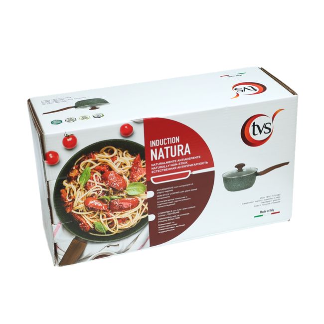 Ковш с крышкой TVS Natura Induction 18 см ( 1,7 л ) в подарочном коробе
