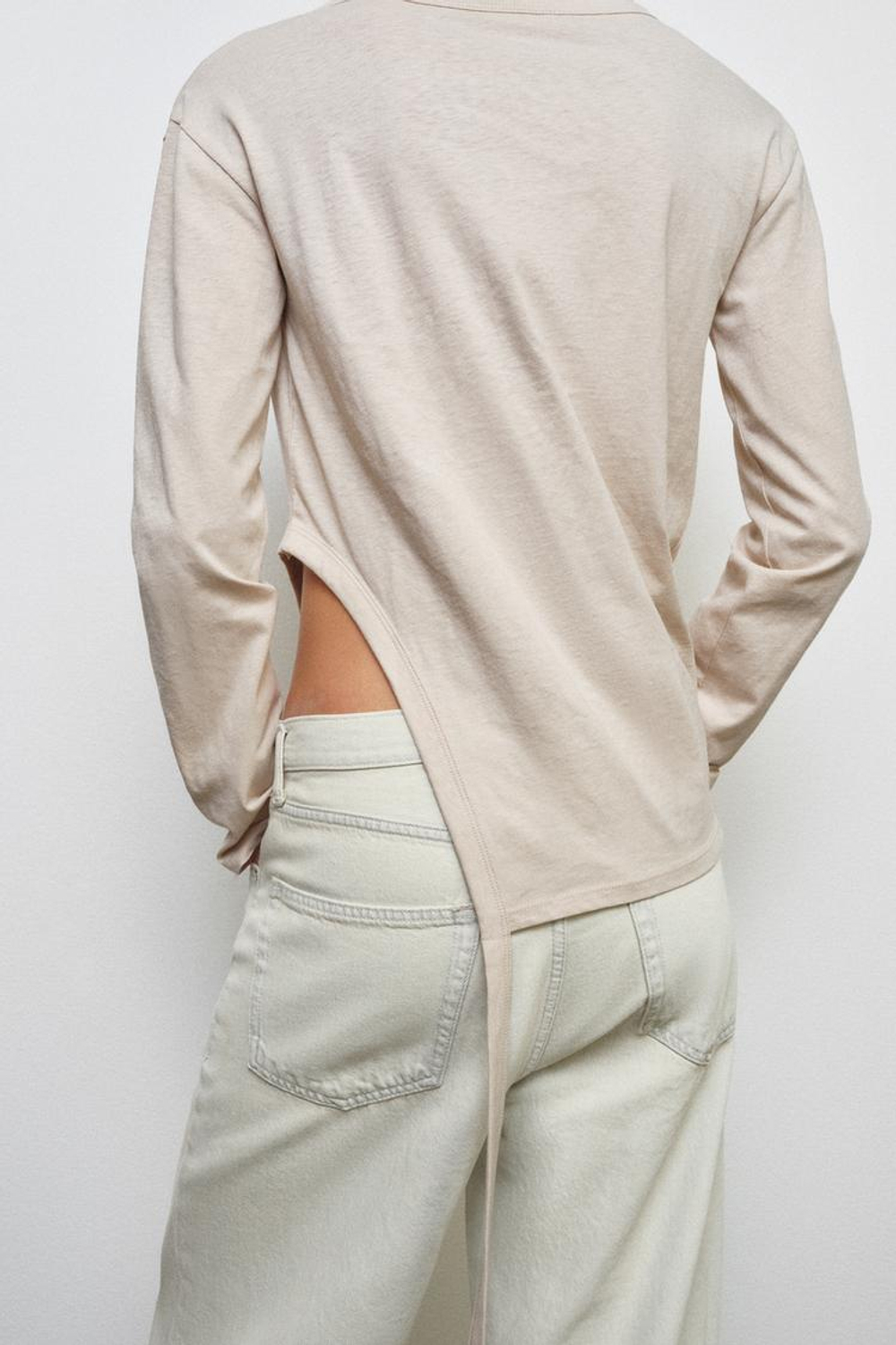 ZARA ФУТБОЛКА АСИММЕТРИЧНОГО КРОЯ В СТИЛЕ РУСТИК, ЛИНЯЛЫЙ РОЗОВЫЙ