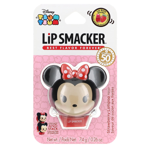 Lip Smacker, Disney Tsum Tsum, бальзам для губ, минни-маус, клубничный леденец, 7,4 г (0,26 унции)