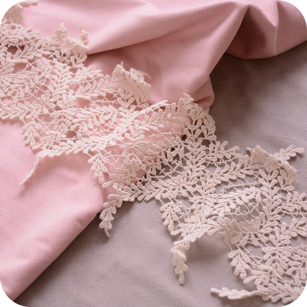 Кружево хлопковое, 13см, веточки, бежевый, 45см