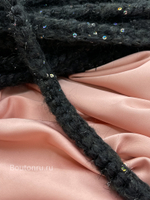 Тесьма плетеная черная с пайетками хамелеон