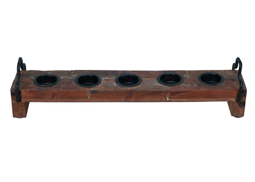 Подсвечник "Старый дом" 45x9,5xH11см Переработанное дерево,металл
